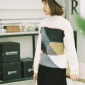 韓版套頭毛衣女短款 2020秋裝新品撞色 拼接立領(lǐng)兔毛打底針織衫