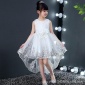 2019夏季新款女童連衣裙蕾絲婚紗拖尾公主裙晚禮服裙表演服連衣裙