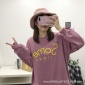 2018秋冬季韓版大碼中長款女裝寬松圓領套頭抓絨衛(wèi)衣女士上衣外套